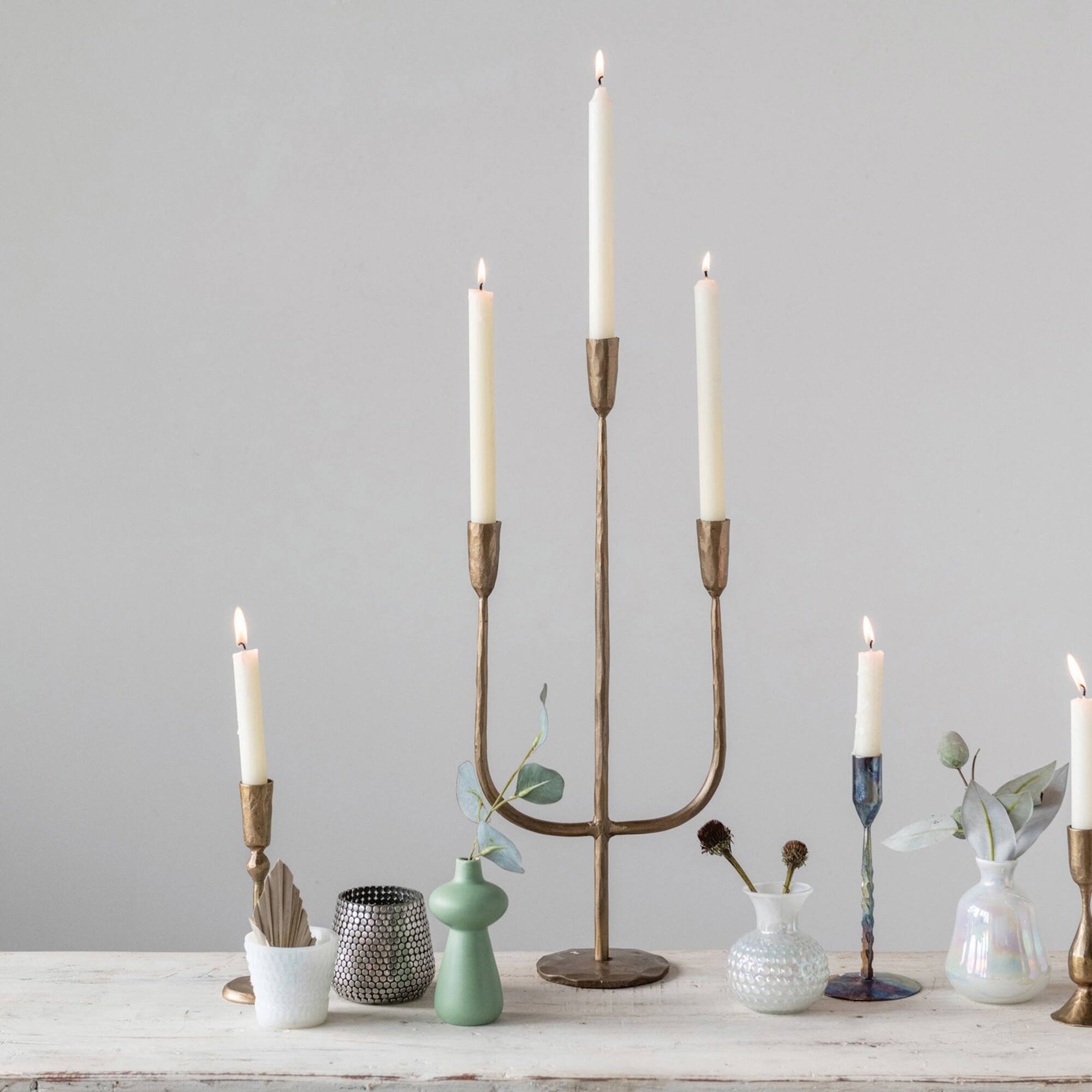 Hello Honey® 21.5" Antique Brass Hand-Forged Metal Candelabra